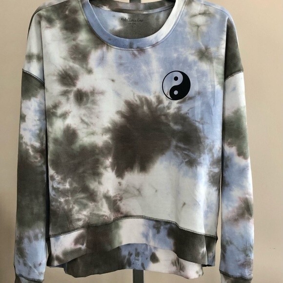 REBELLIOUS ONE JUNIORS' SWEATSHIRT GRAPHIC YIN YANG AT THE FRONT, SIZE L - Picture 2 of 8